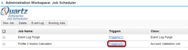 Select the Triggers link to add a trigger.